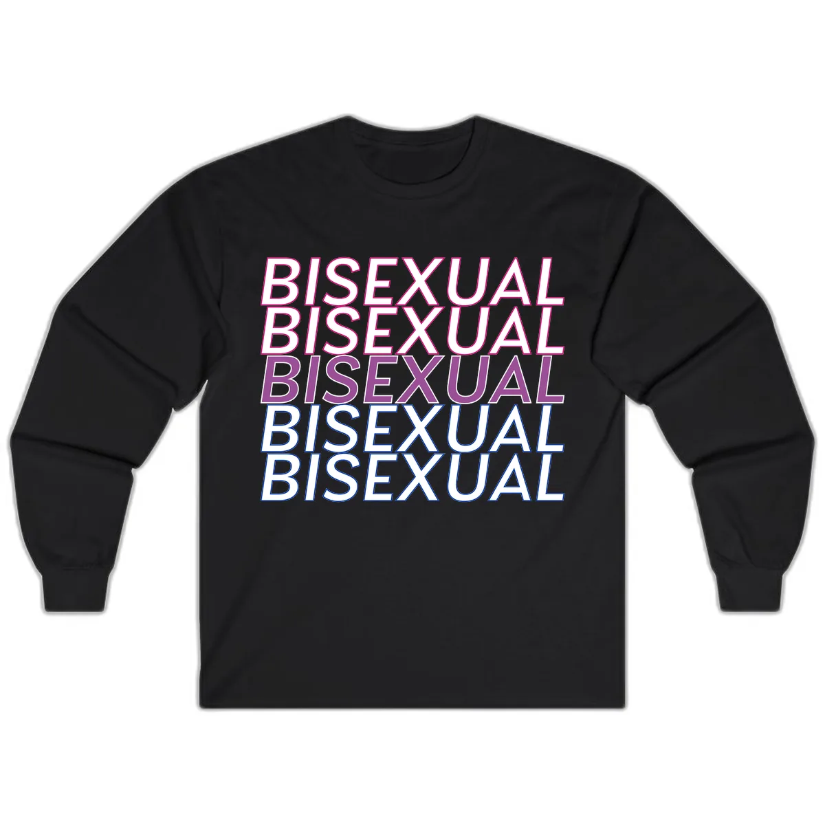 Bisexual Pride Stacked Text Long Sleeve in Black