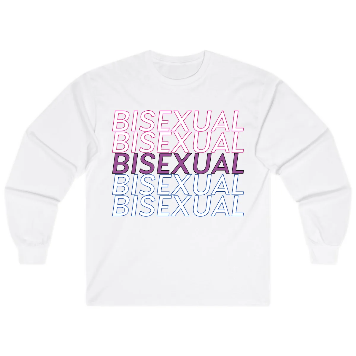 Bisexual Pride Stacked Text Long Sleeve in White