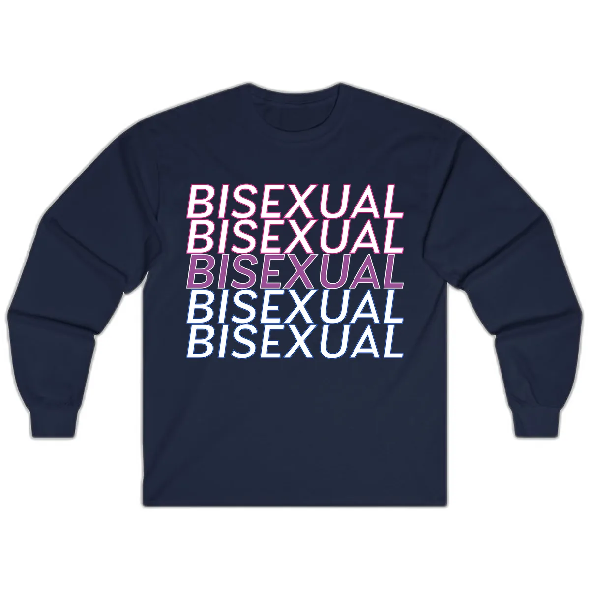 Bisexual Pride Stacked Text Long Sleeve in Navy