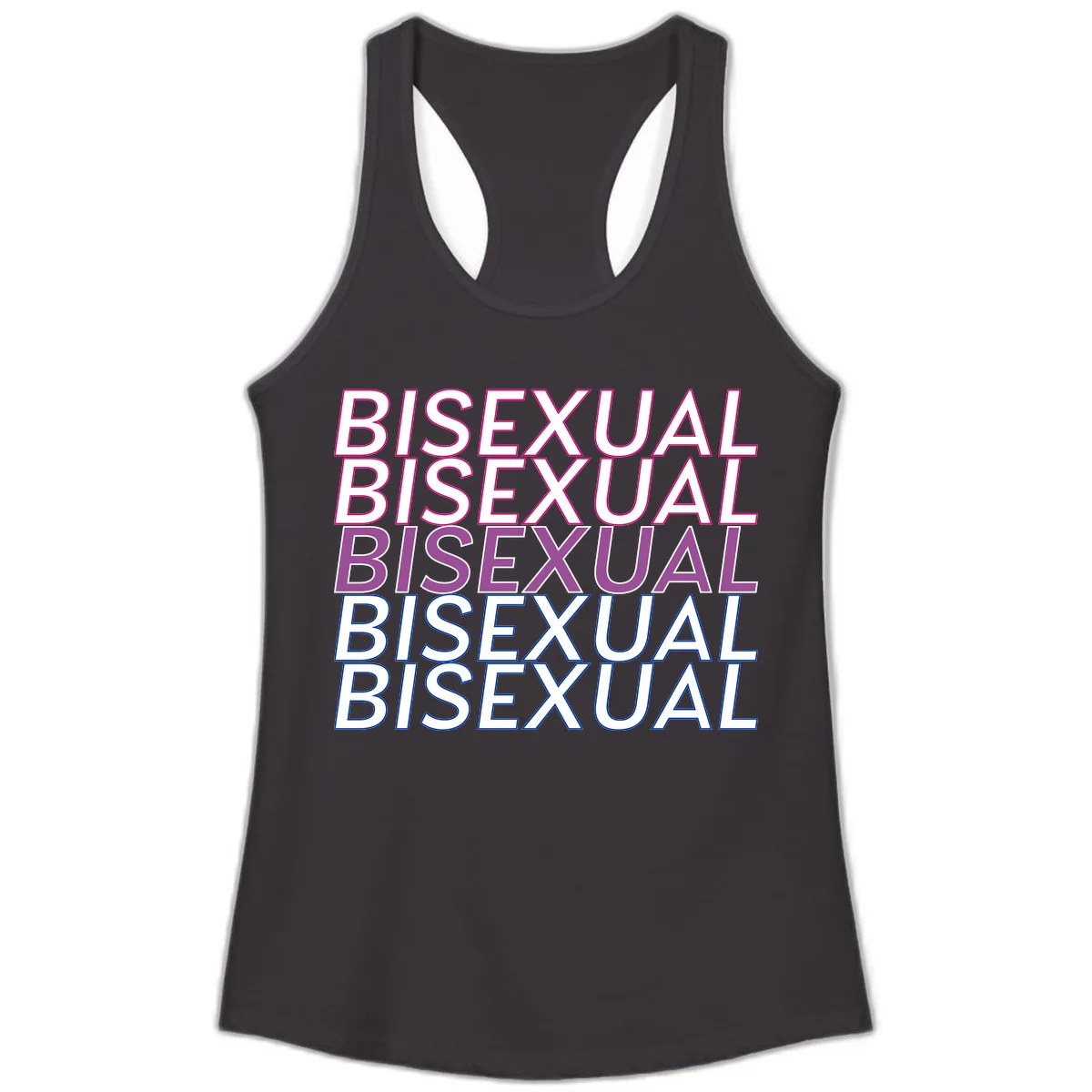 Bisexual Pride Stacked Text Ladies Tank in Black