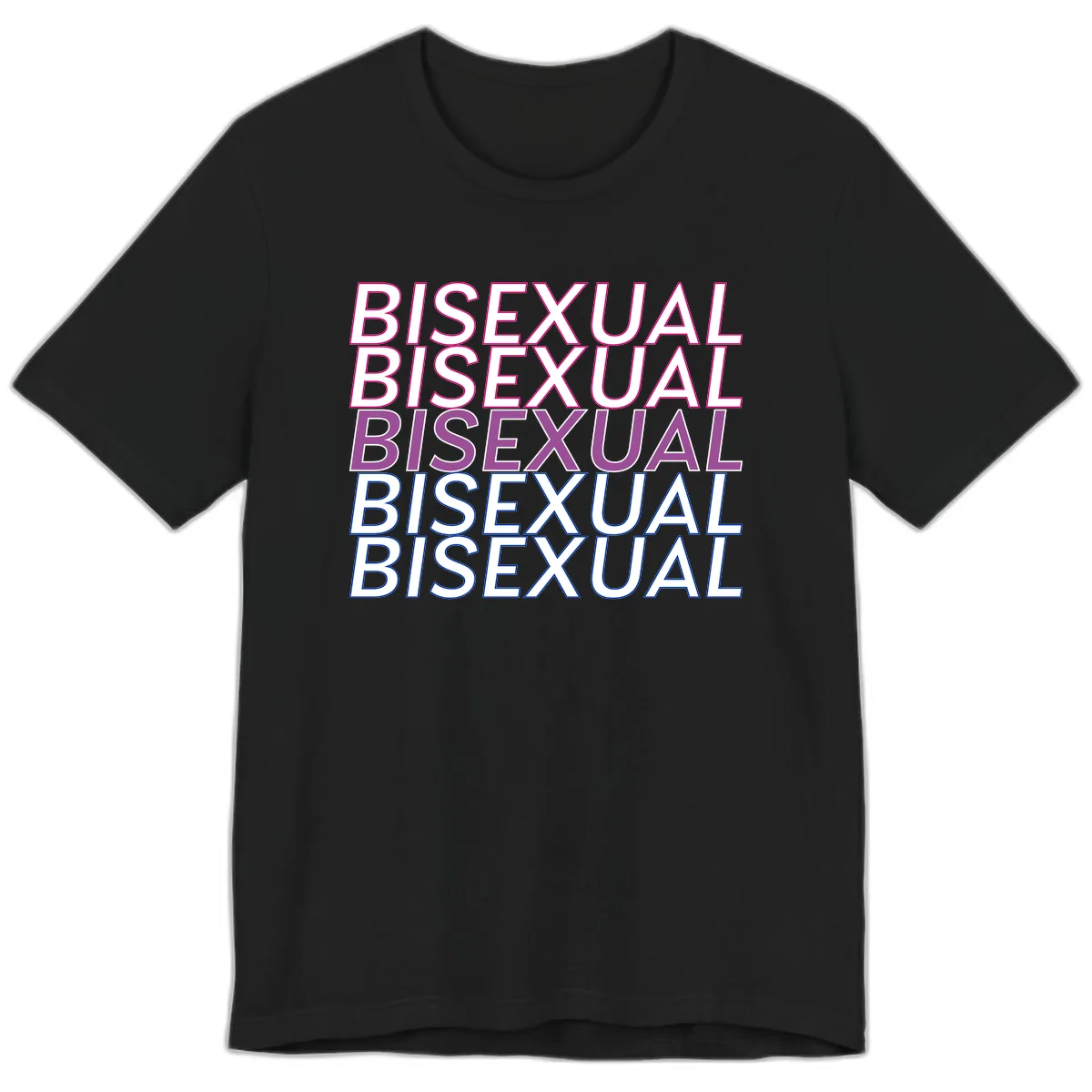 Bisexual Pride Stacked Text Premium T-Shirt in Black