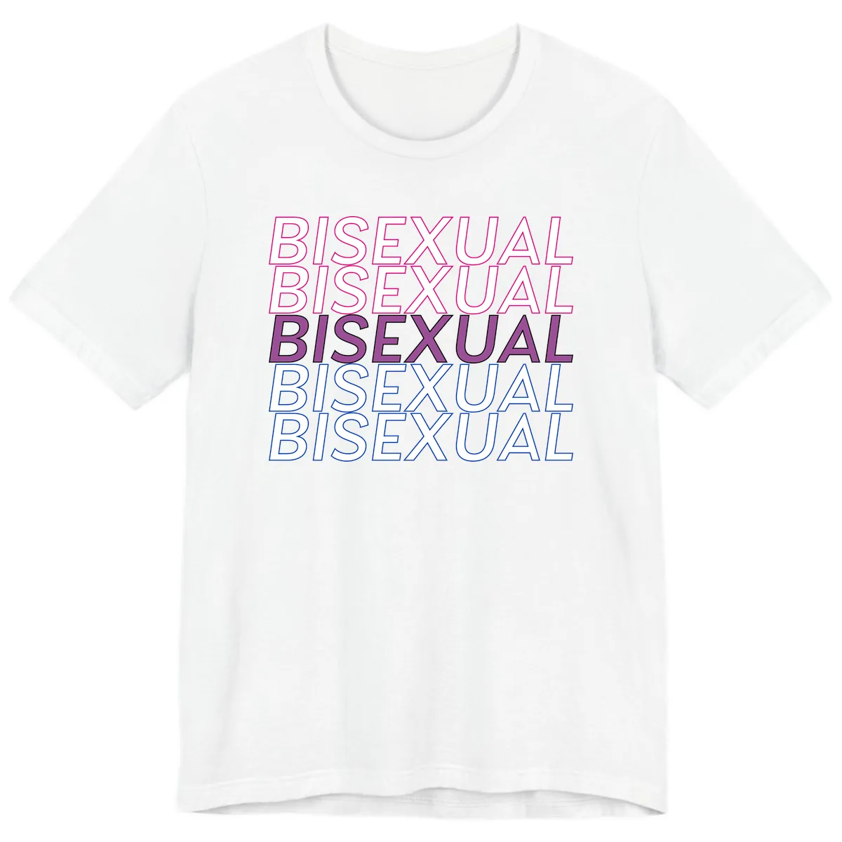 Bisexual Pride Stacked Text Premium T-Shirt in White