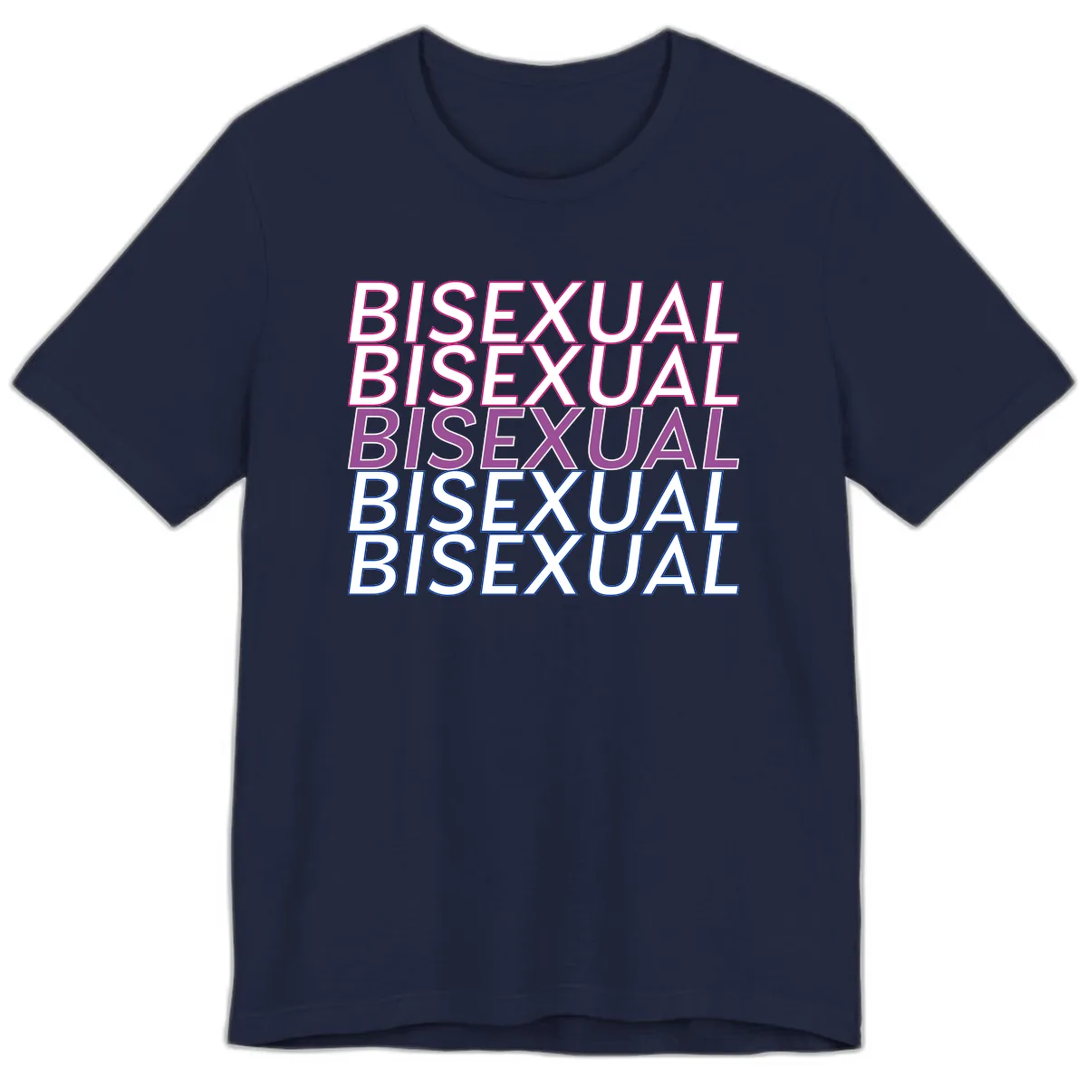 Bisexual Pride Stacked Text Premium T-Shirt in Navy