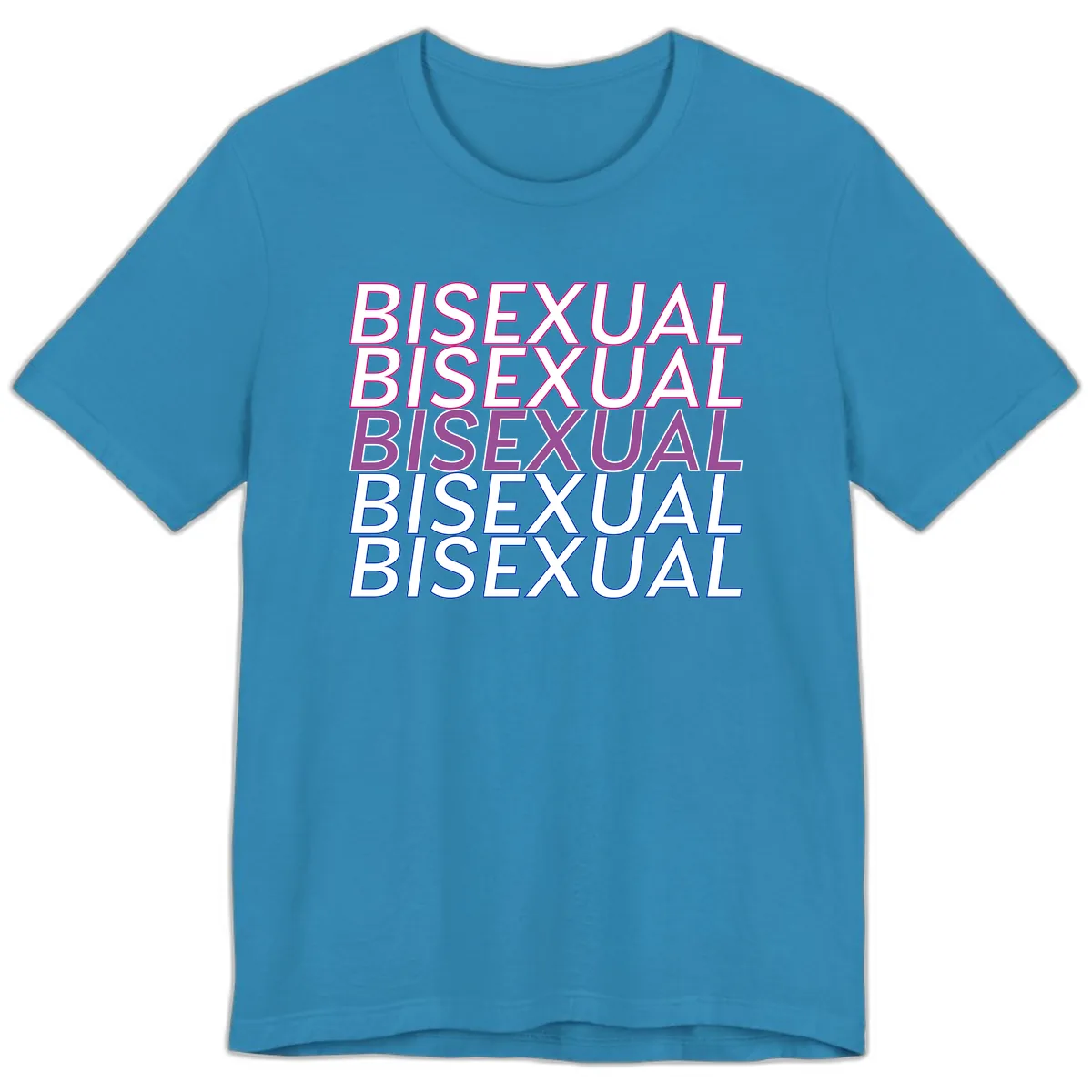 Bisexual Pride Stacked Text Premium T-Shirt in Aqua