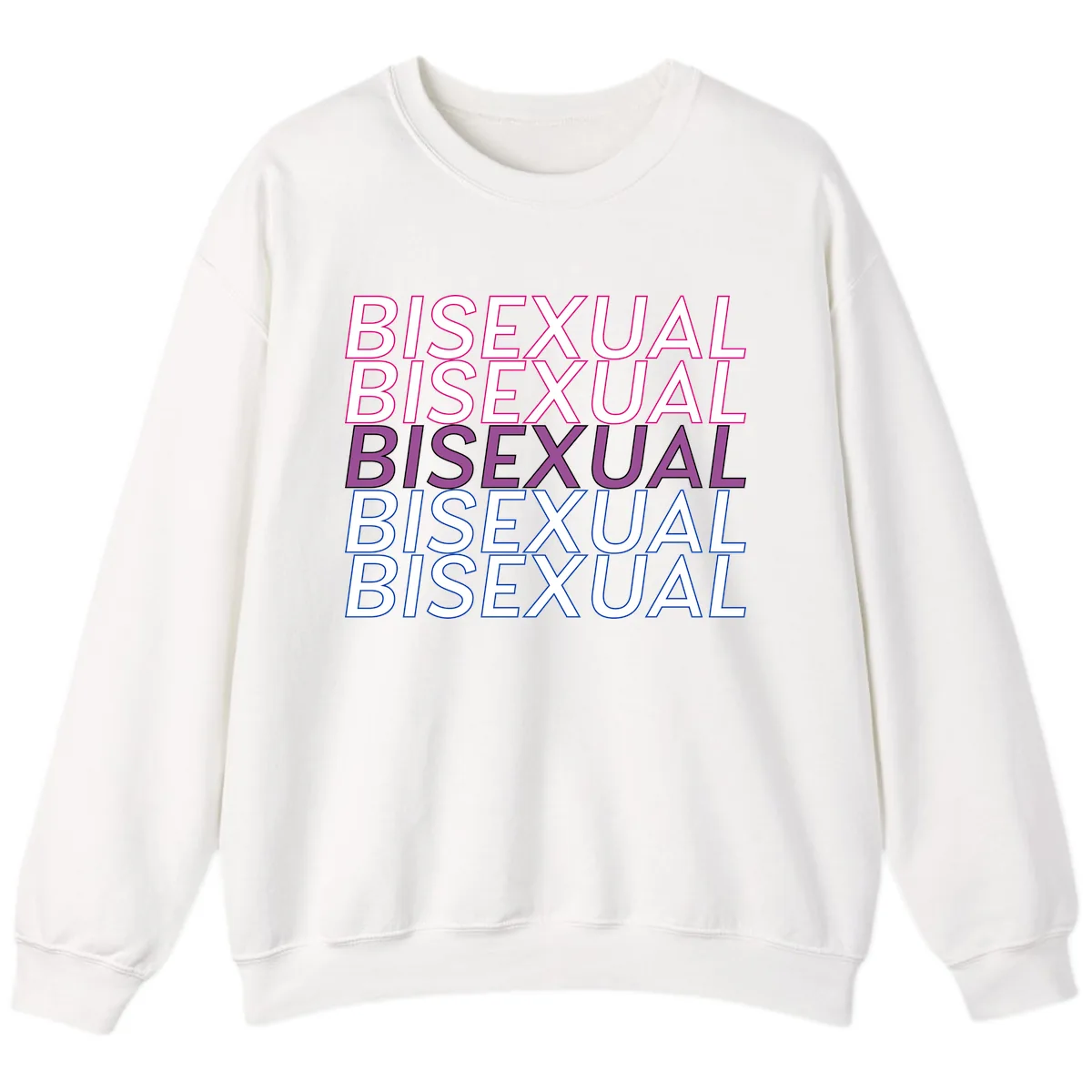 Bisexual Pride Stacked Text Sweatshirt in White