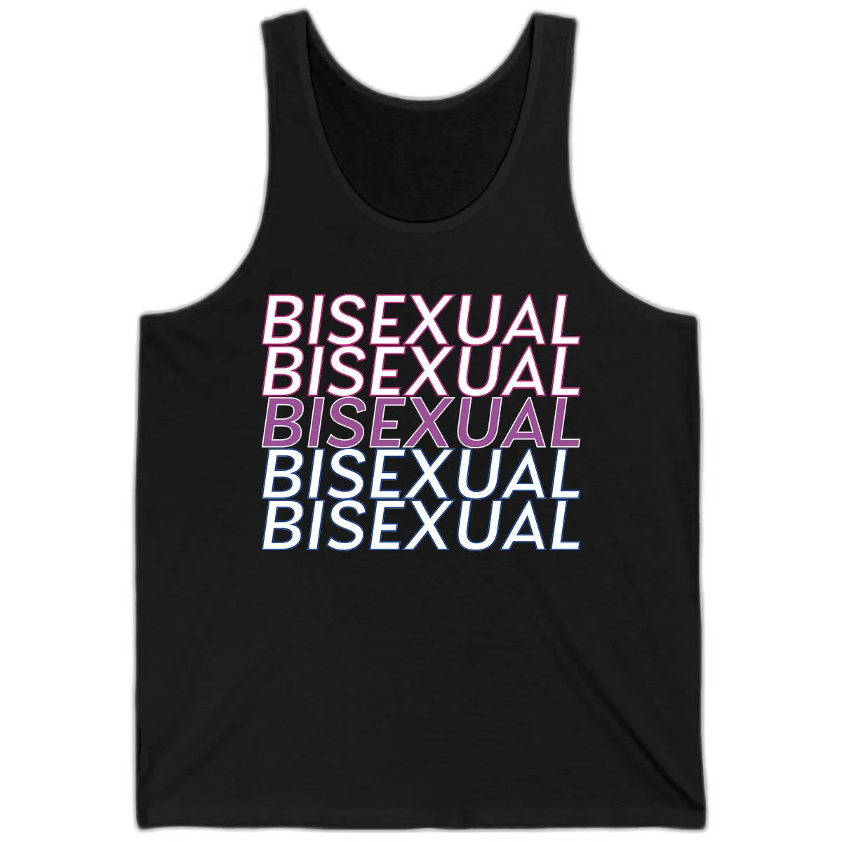 Bisexual Pride Stacked Text Tank in Black