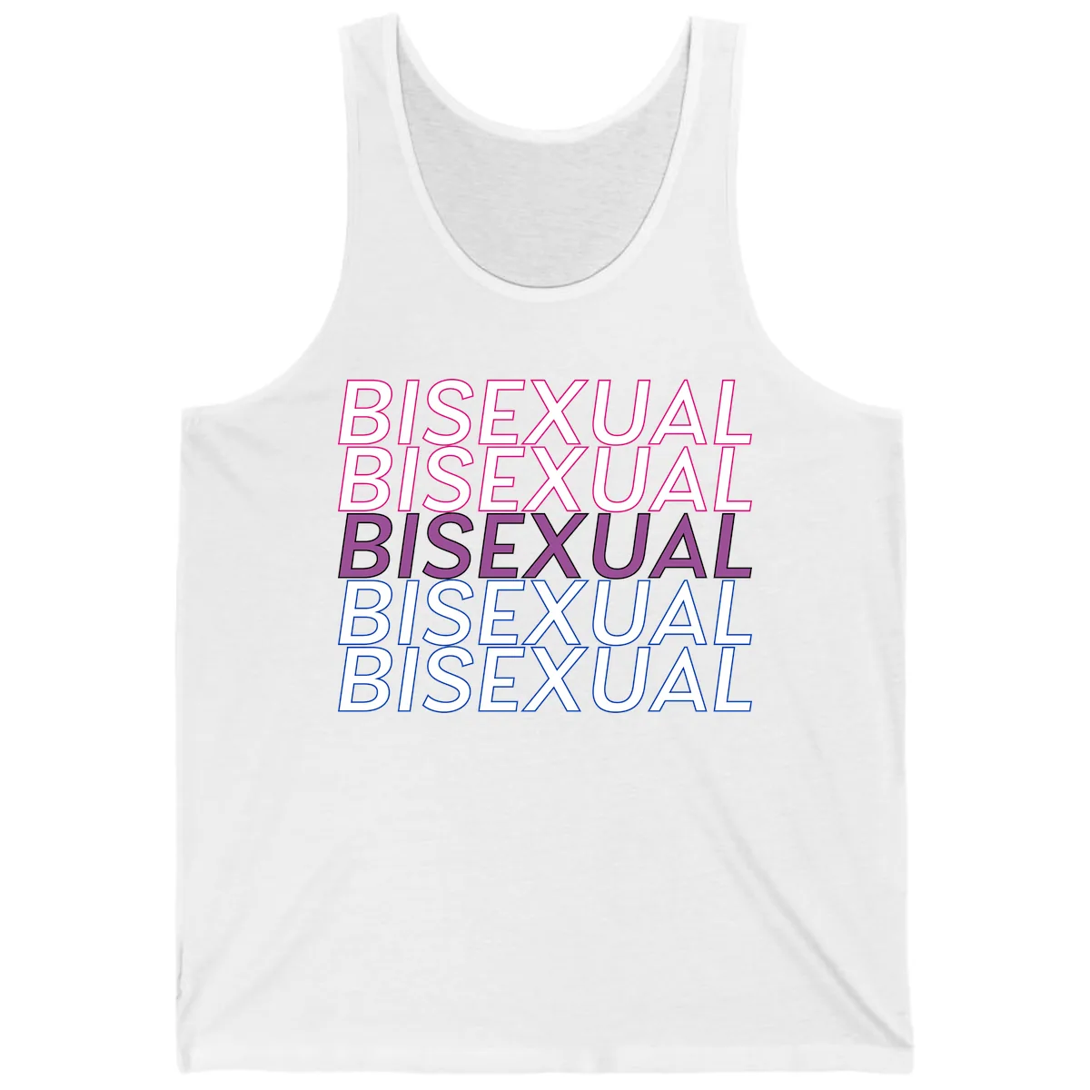 Bisexual Pride Stacked Text Tank in White