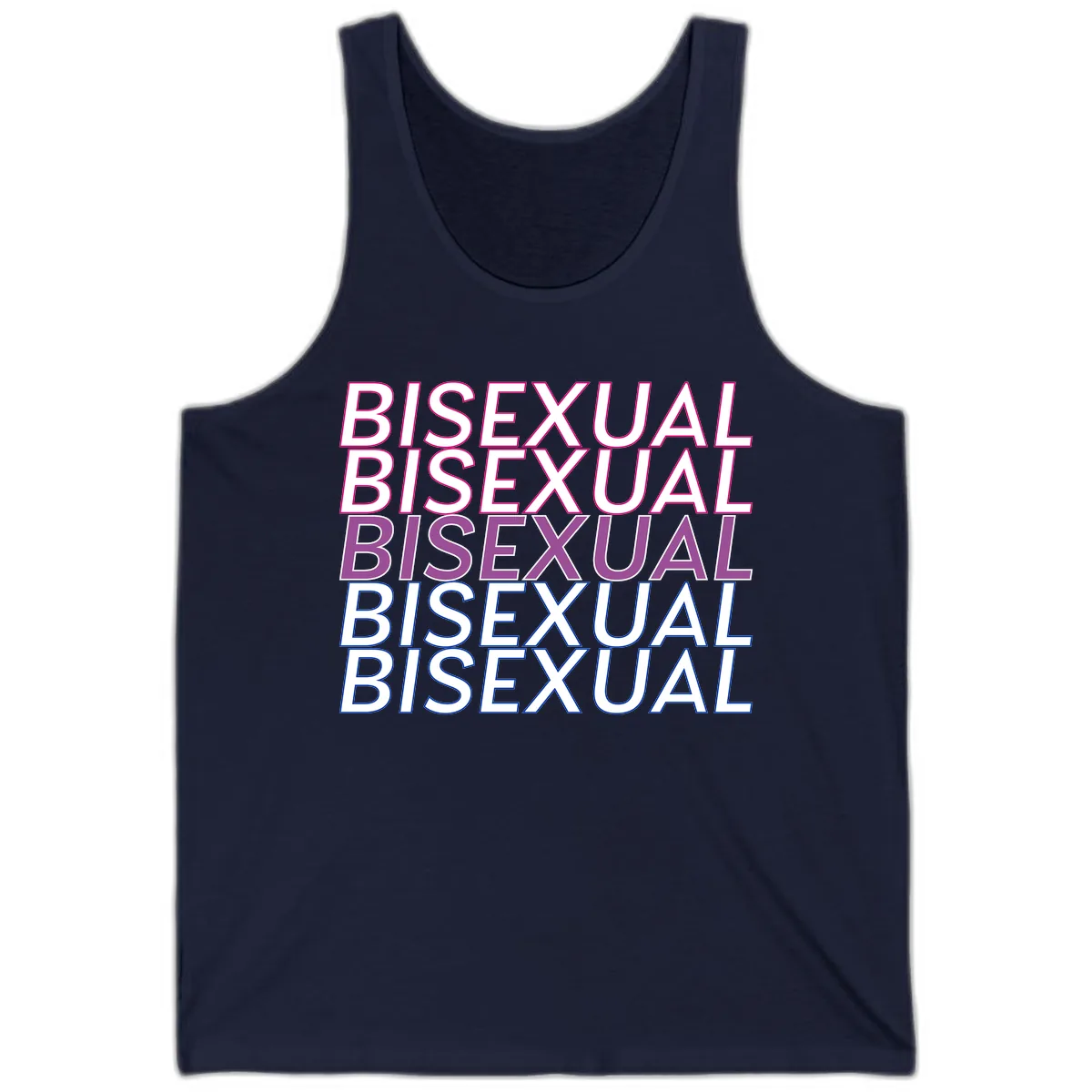 Bisexual Pride Stacked Text Tank in Navy