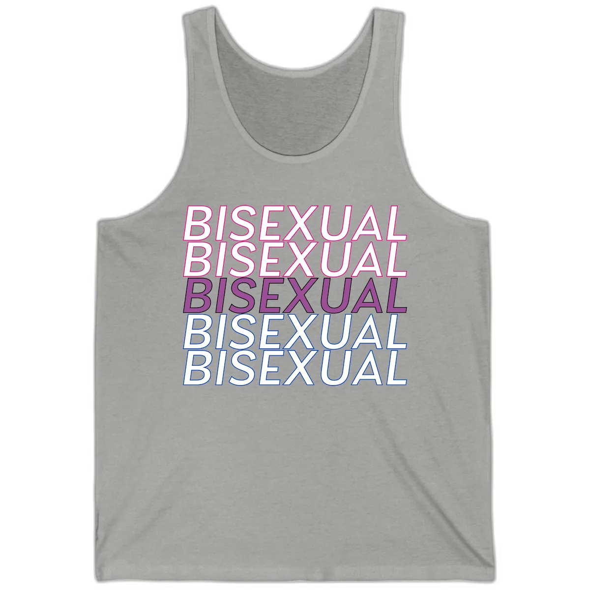 Bisexual Pride Stacked Text Tank in Athletic Heather