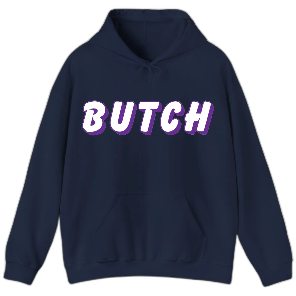 Butch Bold Typography Pride Hoodie in Navy