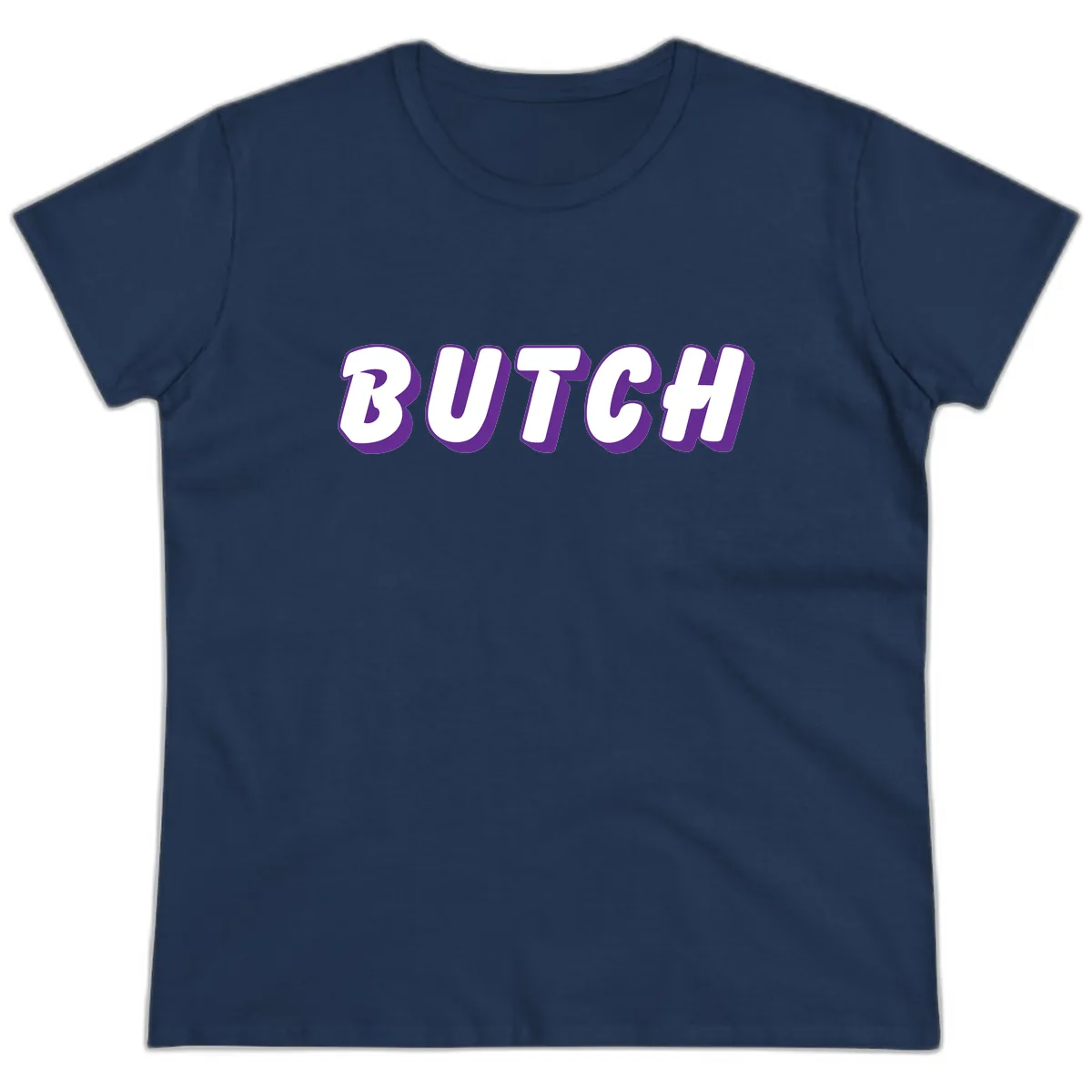 Butch Bold Typography Pride Ladies Tee in Navy