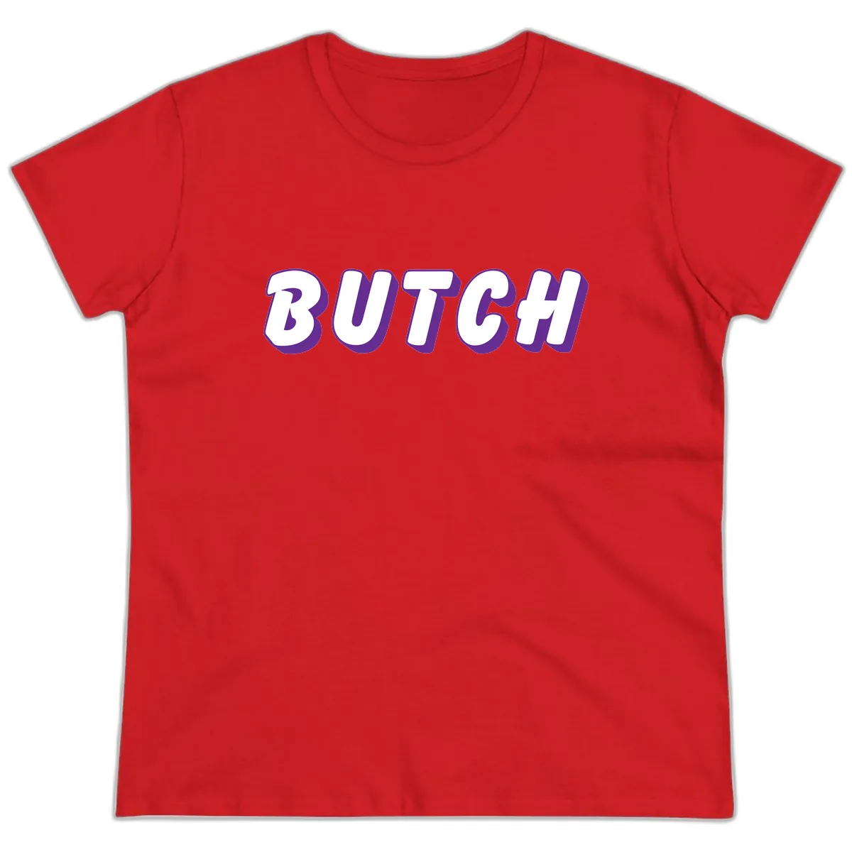 Butch Bold Typography Pride Ladies Tee in Red