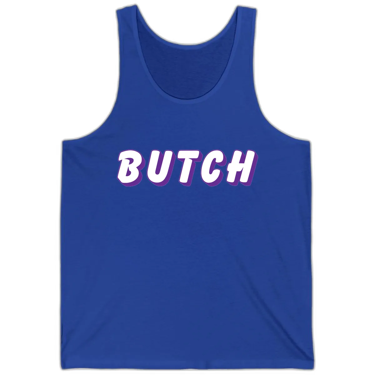 Butch Bold Typography Pride Tank in True Royal