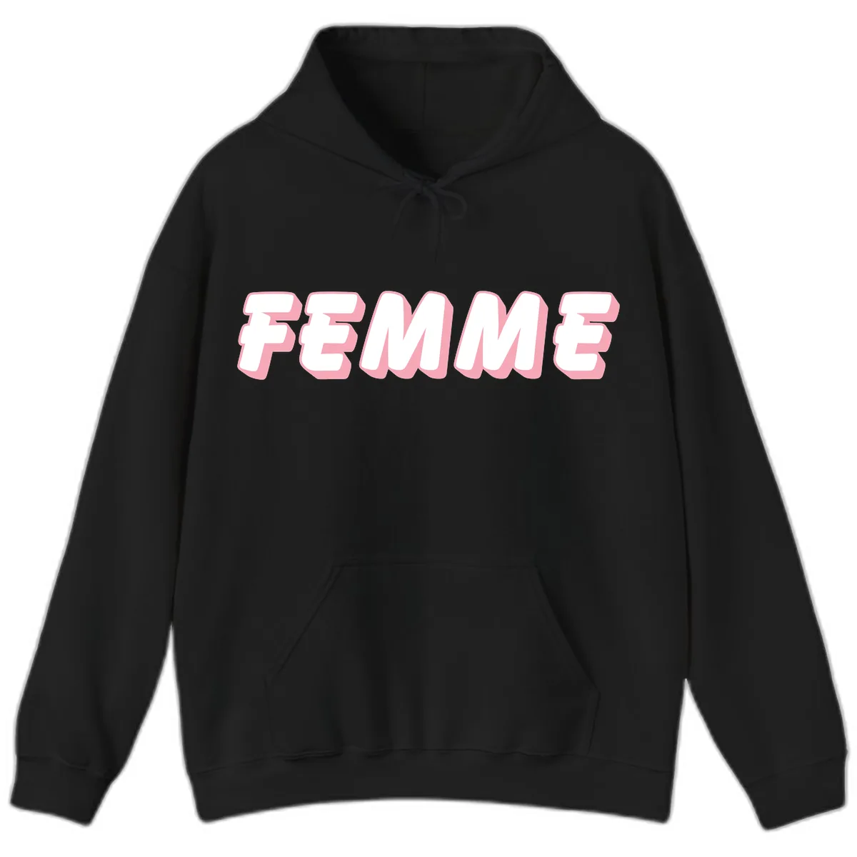 Femme Bold Typography Design Hoodie in Black