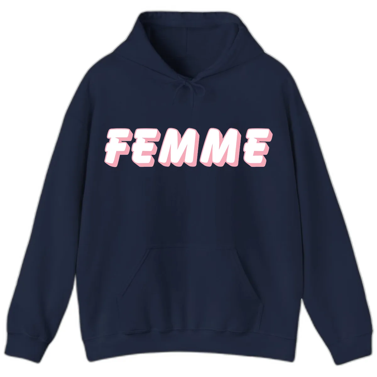 Femme Bold Typography Design Hoodie in Navy