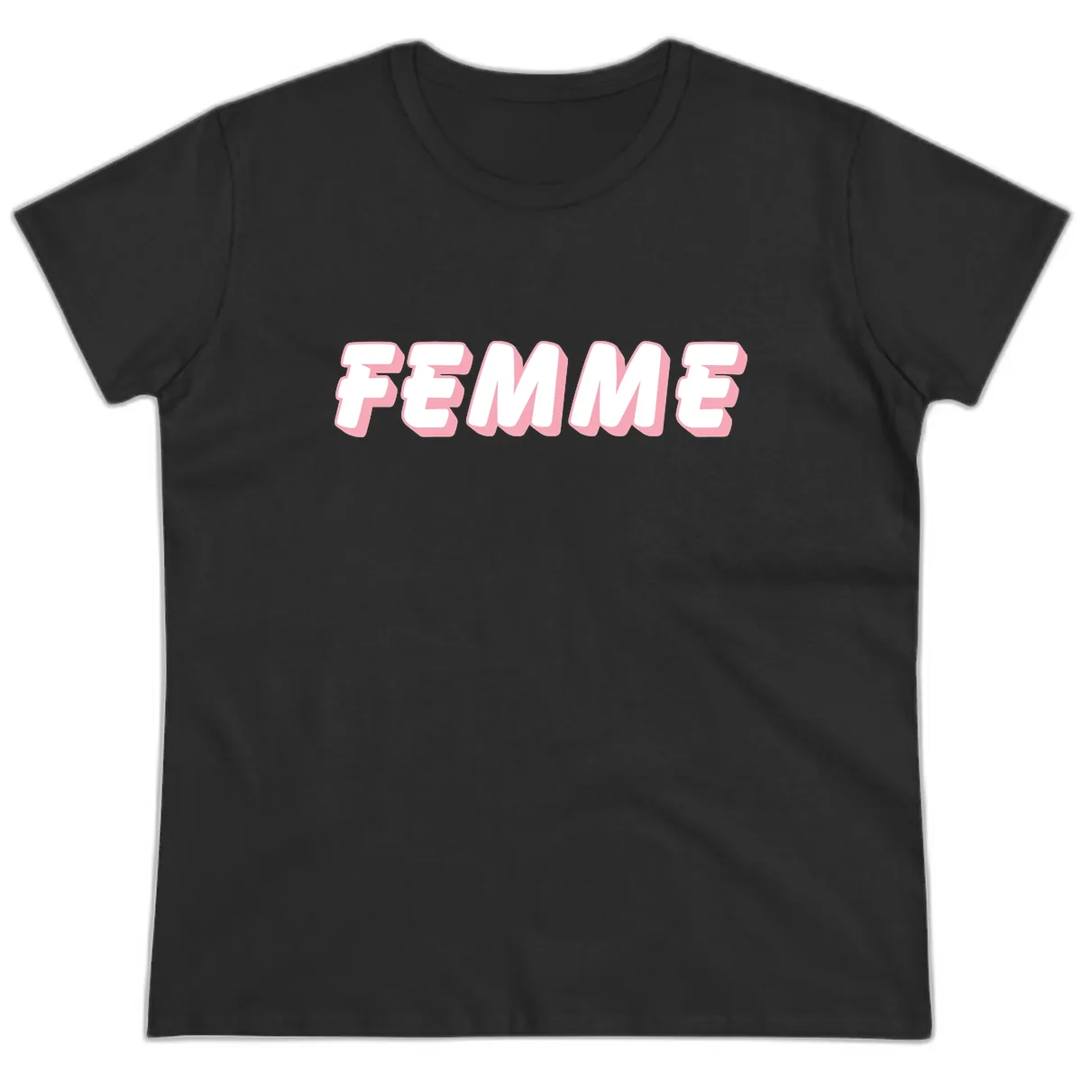 Femme Bold Typography Design Ladies Tee in Black