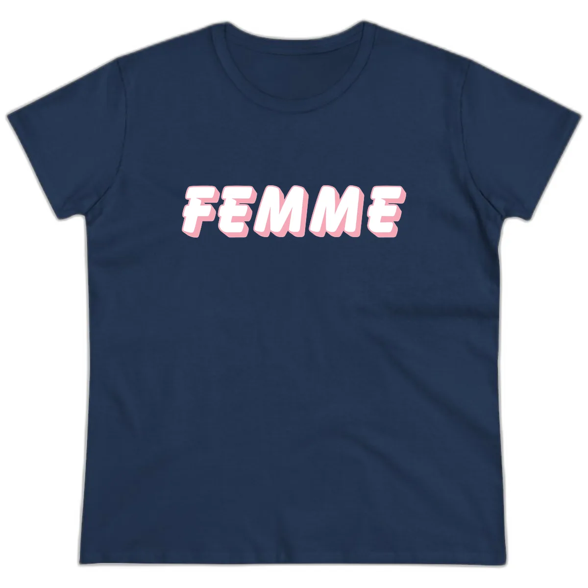 Femme Bold Typography Design Ladies Tee in Navy