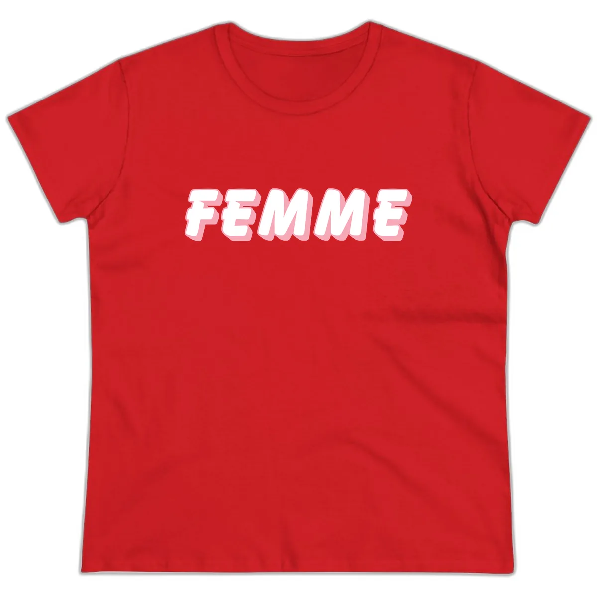 Femme Bold Typography Design Ladies Tee in Red