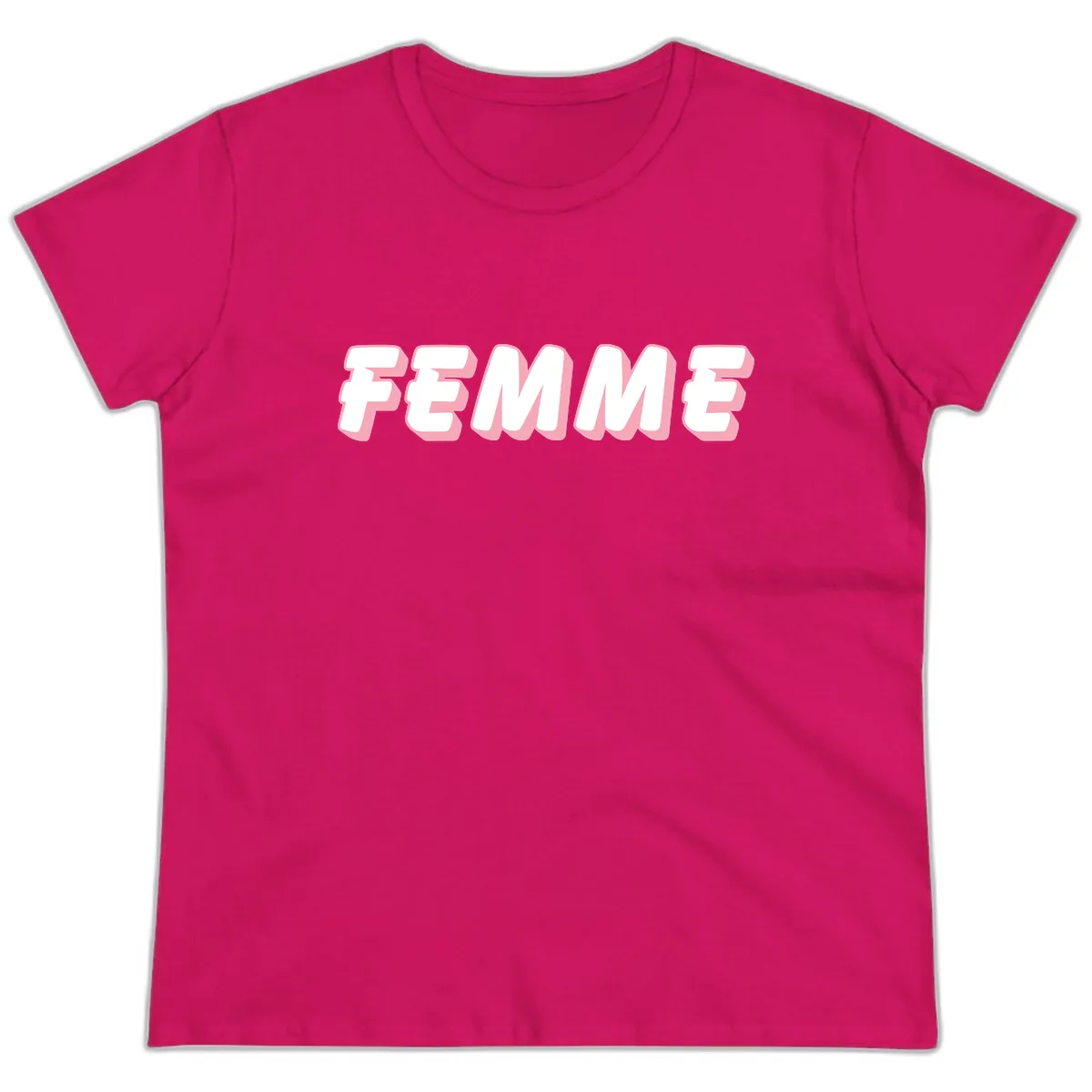 Femme Bold Typography Design Ladies Tee in Heliconia