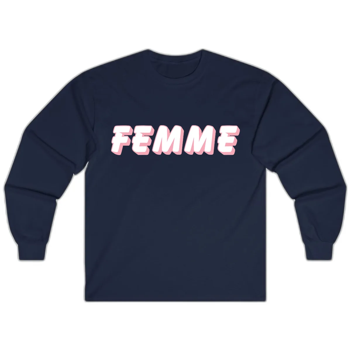 Femme Bold Typography Design Long Sleeve in Navy