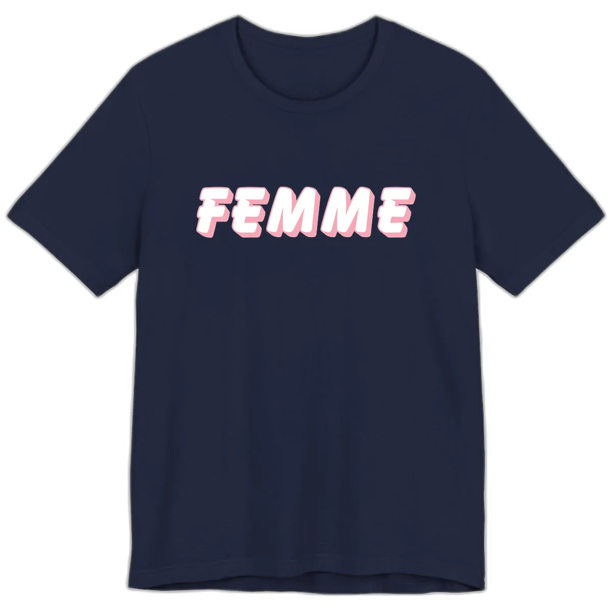 Femme Bold Typography Design Premium T-Shirt in Navy