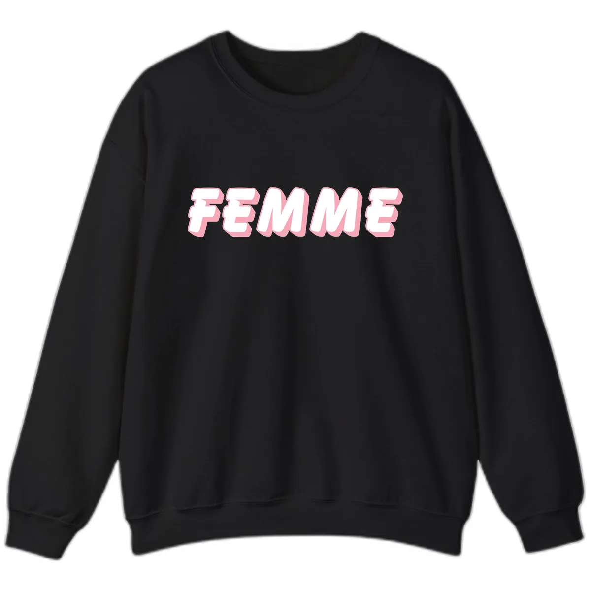 Femme Bold Typography Design Sweatshirt in Black