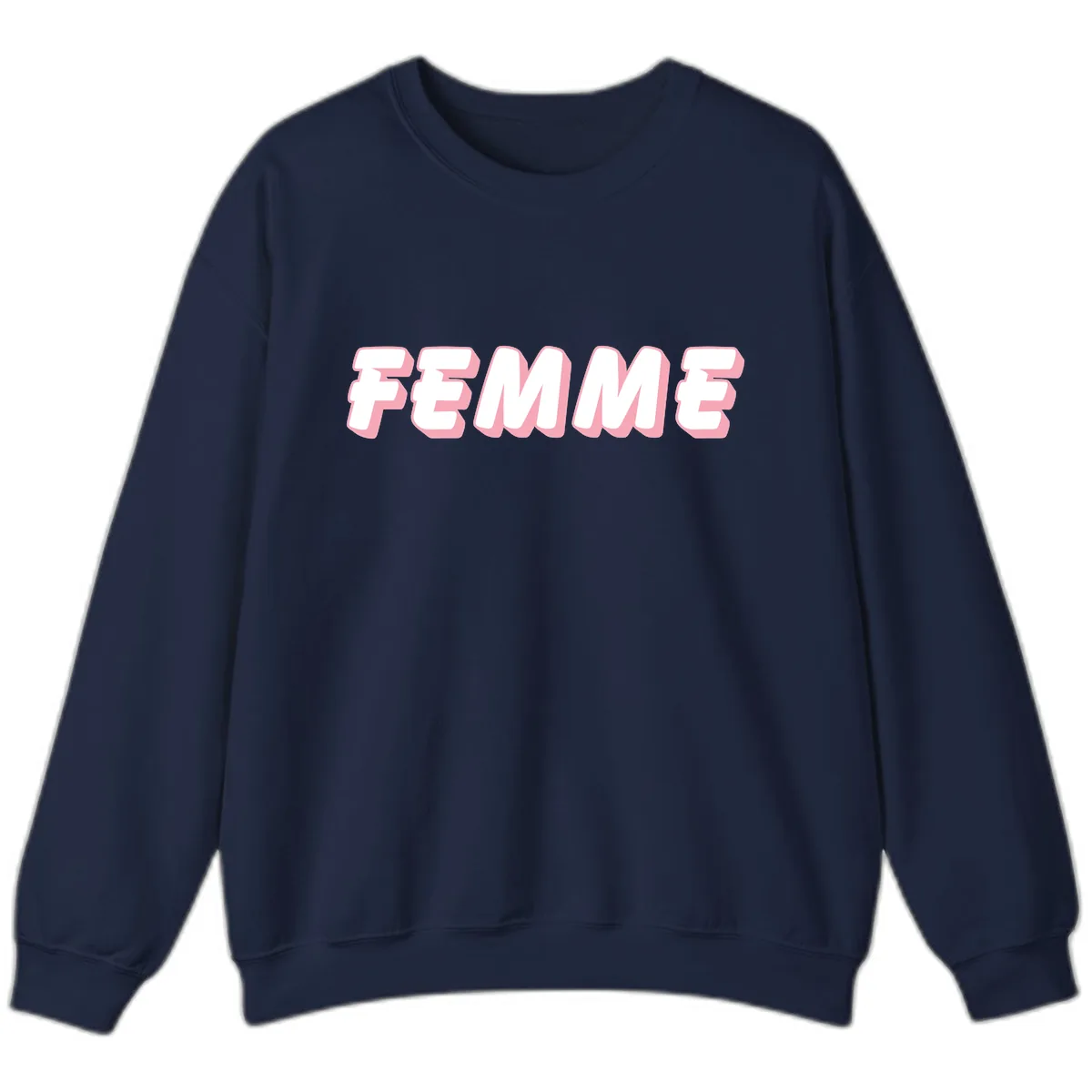 Femme Bold Typography Design Sweatshirt in Navy