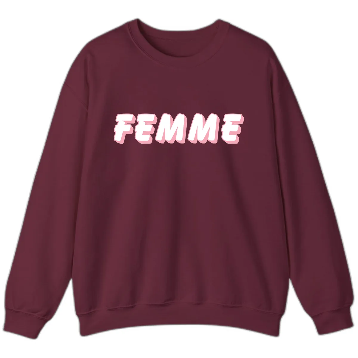 Femme Bold Typography Design Sweatshirt in Maroon