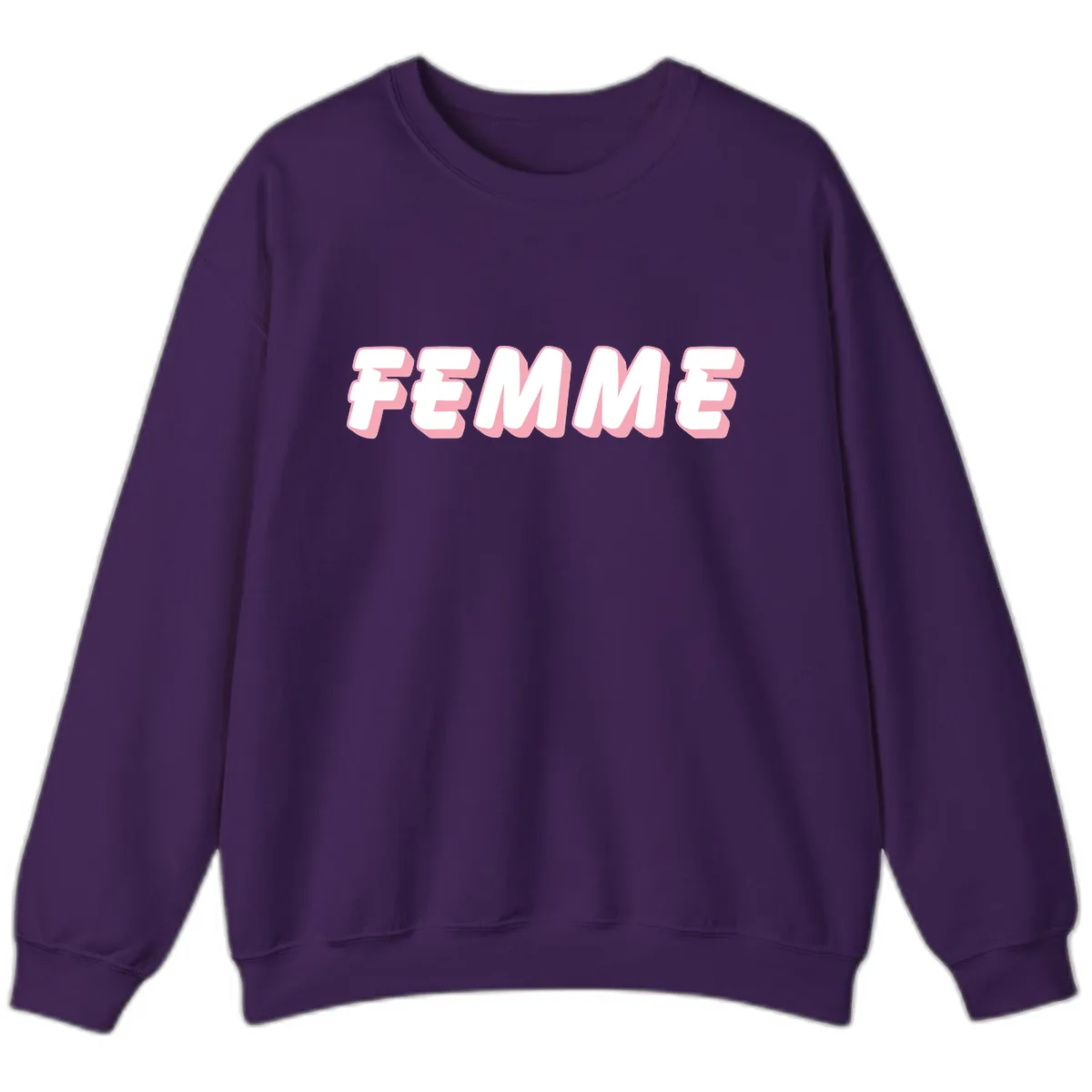 Femme Bold Typography Design Sweatshirt in Purple