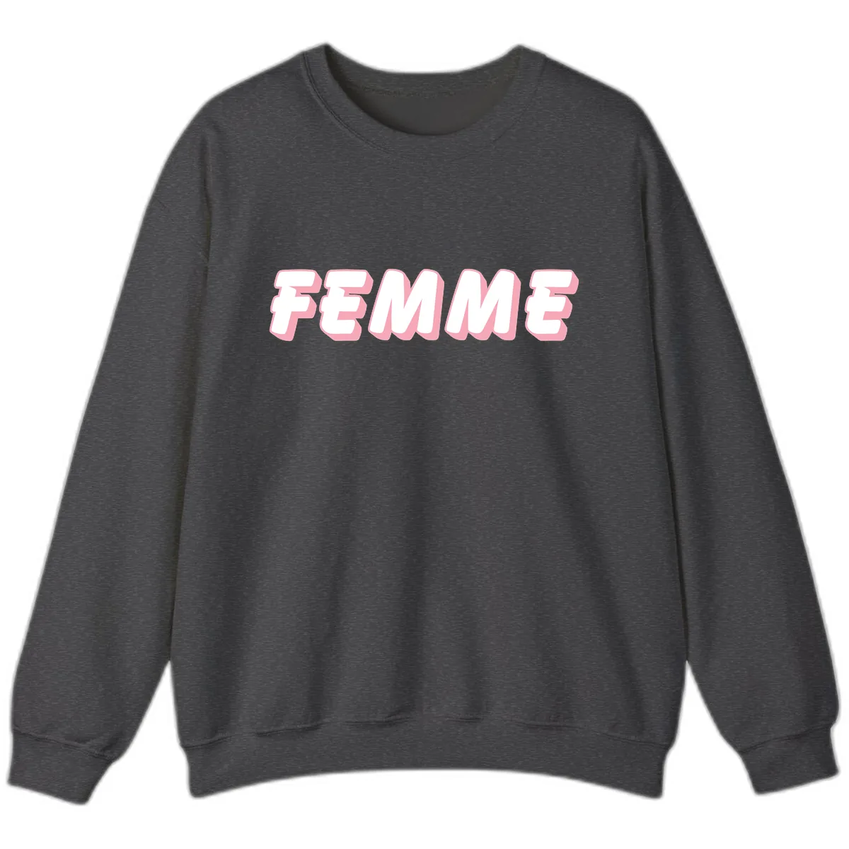 Femme Bold Typography Design Sweatshirt in Dark Heather