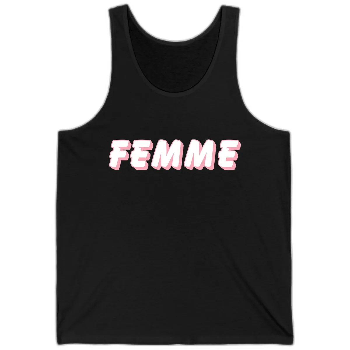 Femme Bold Typography Design Tank in Black