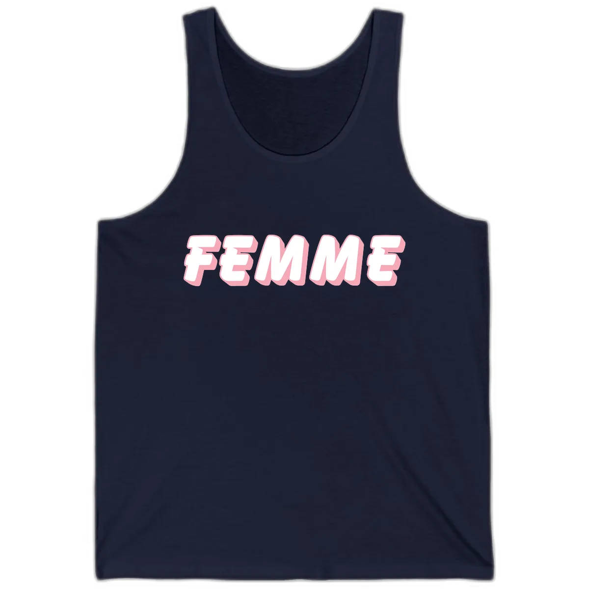 Femme Bold Typography Design Tank in Navy