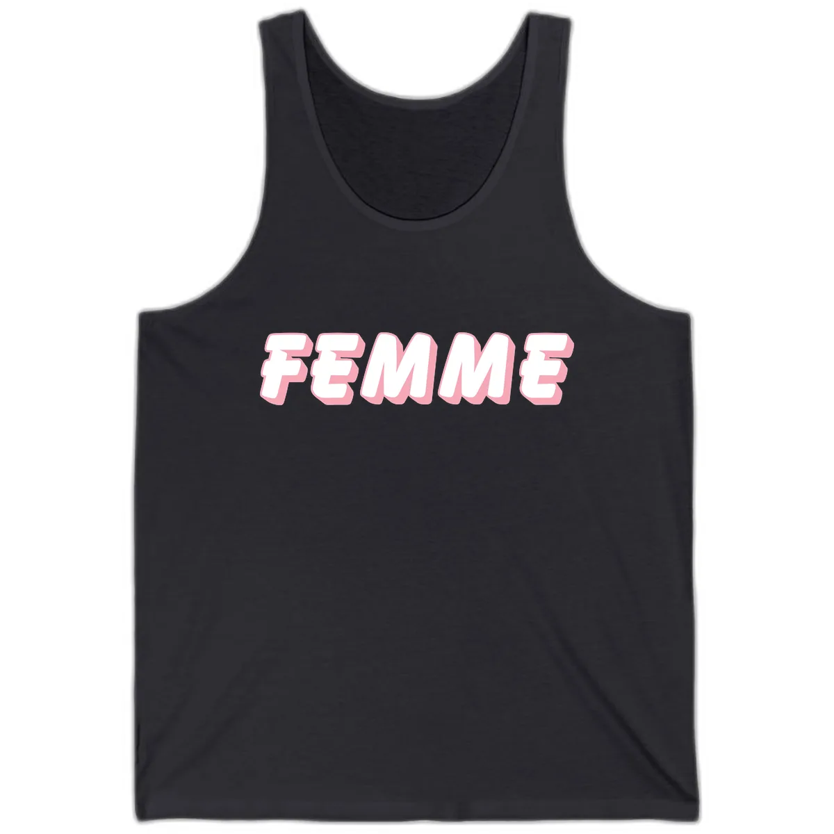 Femme Bold Typography Design Tank in Dark Grey