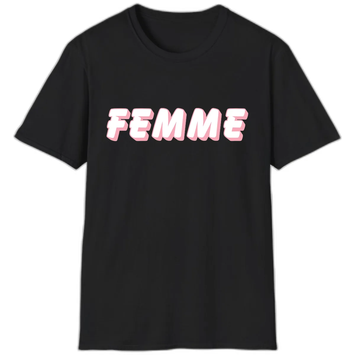 Femme Bold Typography Design T-Shirt in Black