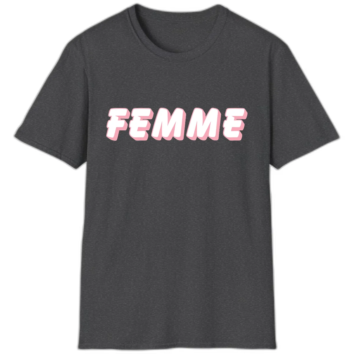 Femme Bold Typography Design T-Shirt in Dark Heather