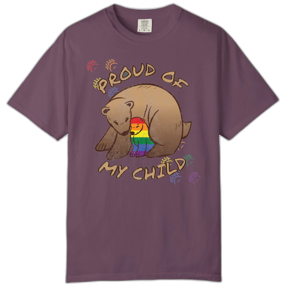 Proud As Shit Bear Pride Comfort Color in Berry
