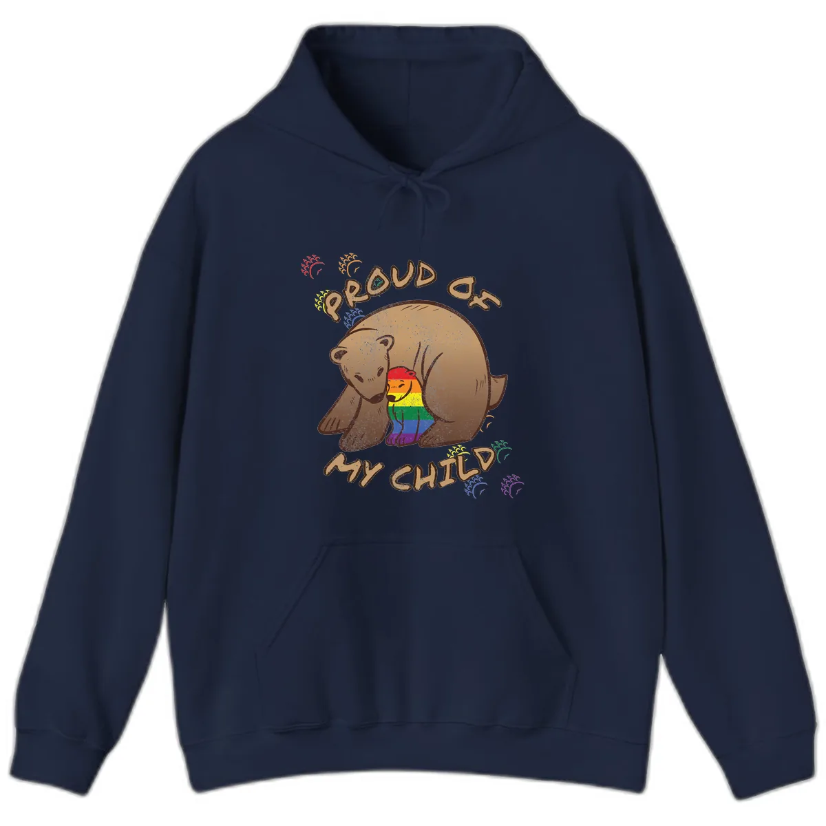 Proud As Shit Bear Pride Hoodie in Navy
