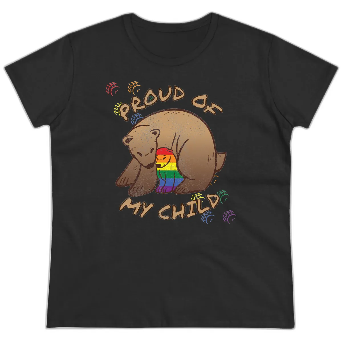 Proud As Shit Bear Pride Ladies Tee in Black