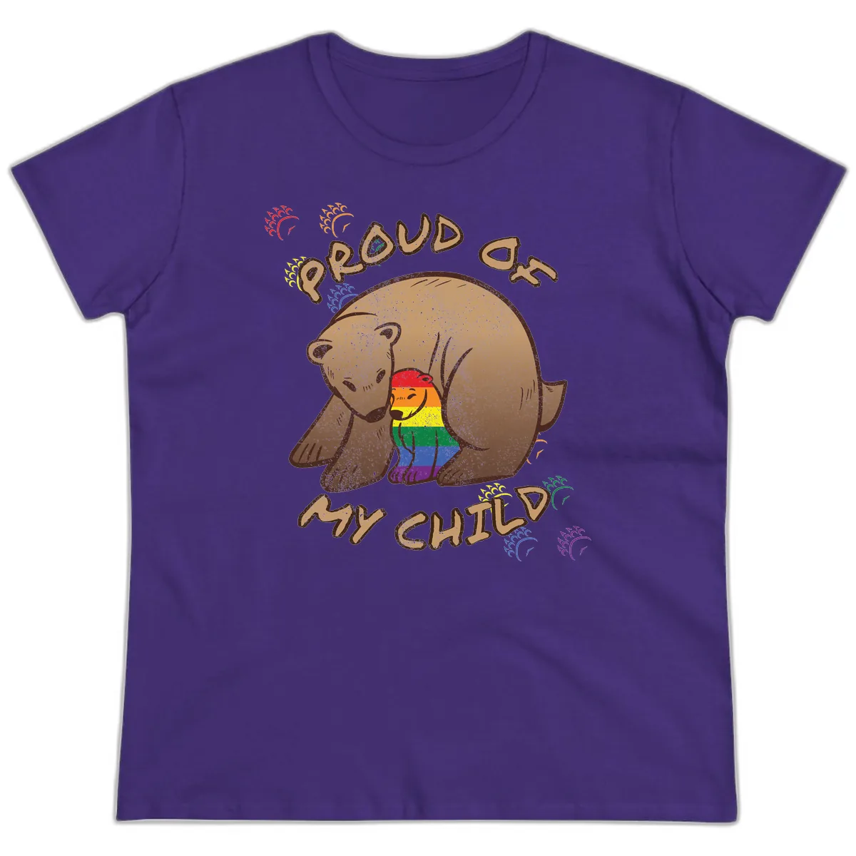 Proud As Shit Bear Pride Ladies Tee in Purple
