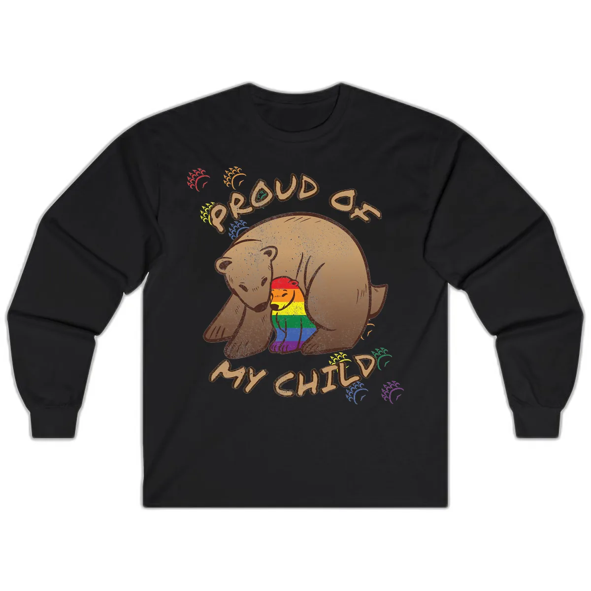 Proud As Shit Bear Pride Long Sleeve in Black