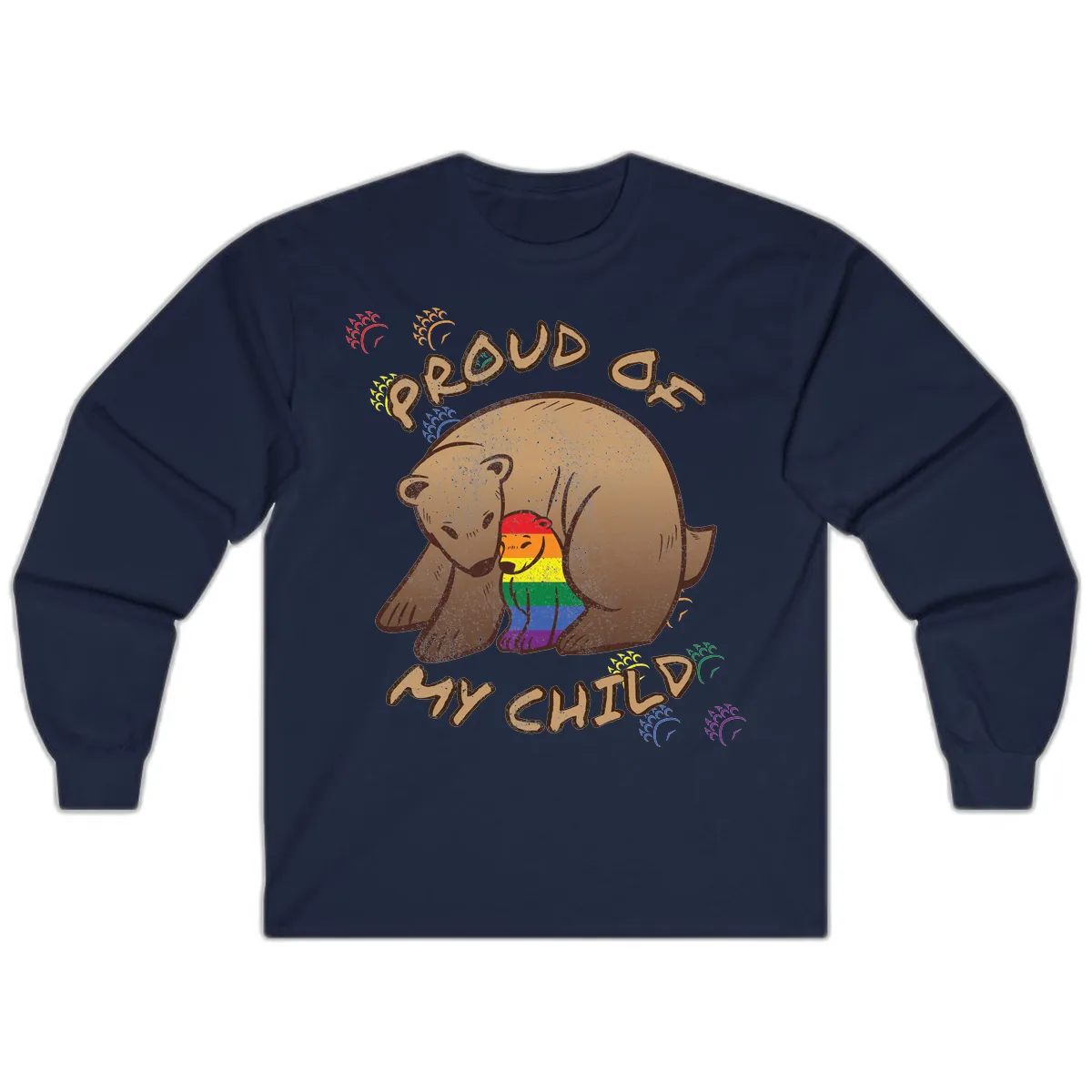 Proud As Shit Bear Pride Long Sleeve in Navy