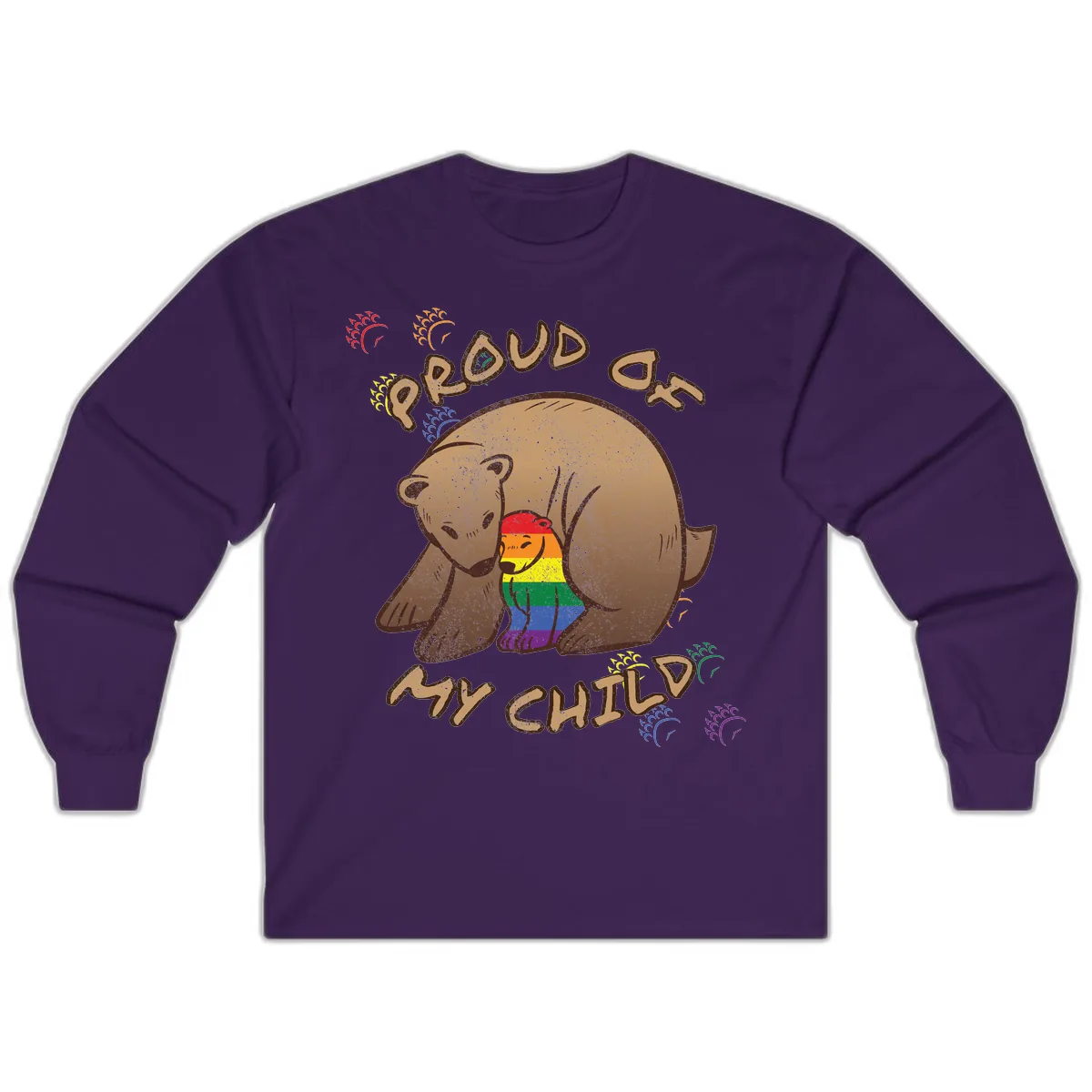 Proud As Shit Bear Pride Long Sleeve in Purple