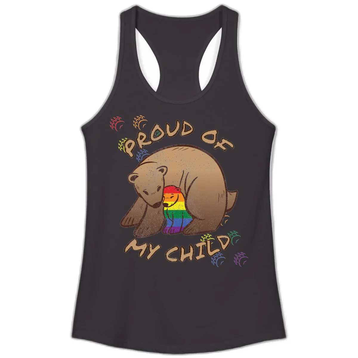 Proud As Shit Bear Pride Ladies Tank in Black