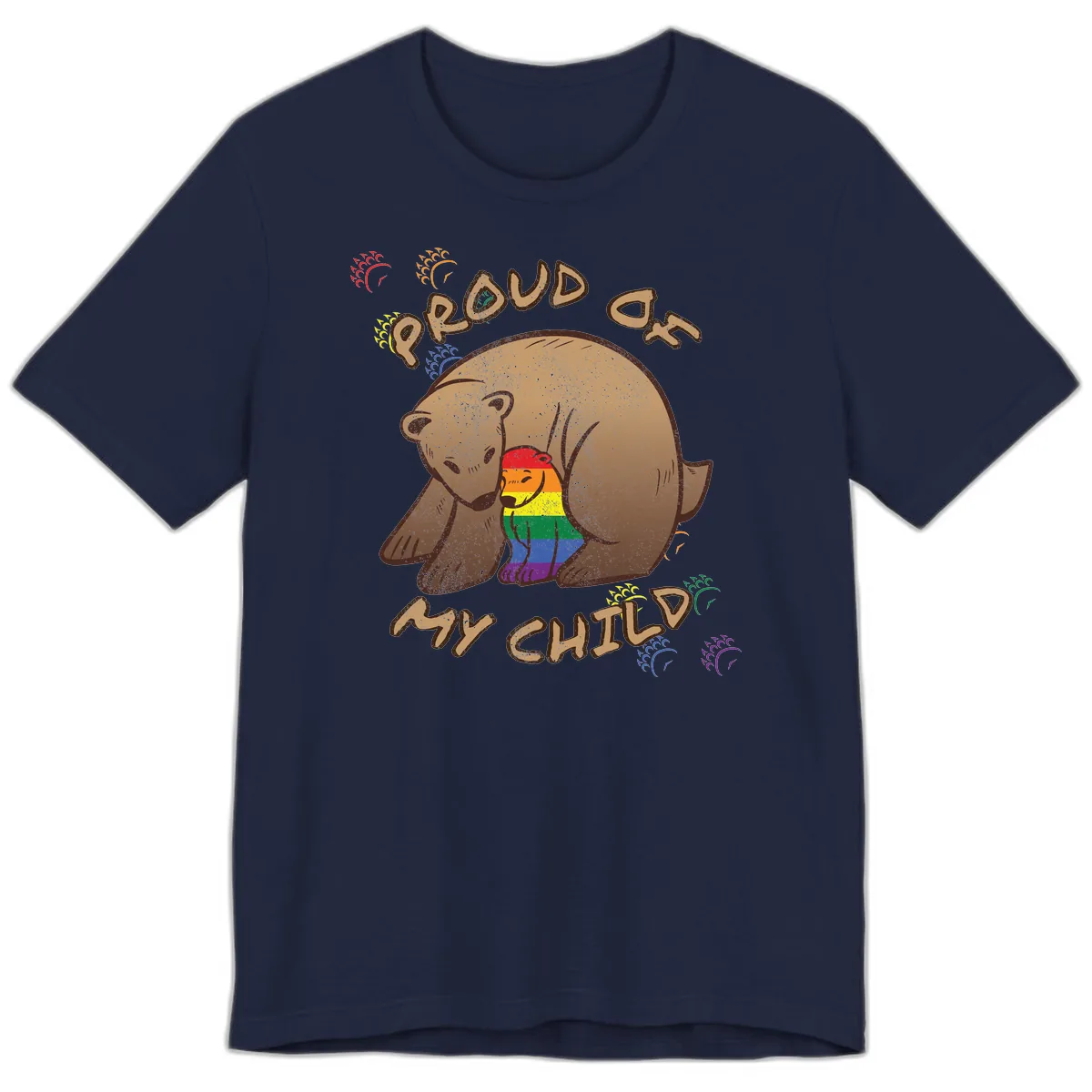 Proud As Shit Bear Pride Premium T-Shirt in Navy