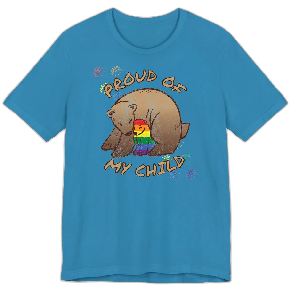 Proud As Shit Bear Pride Premium T-Shirt in Aqua