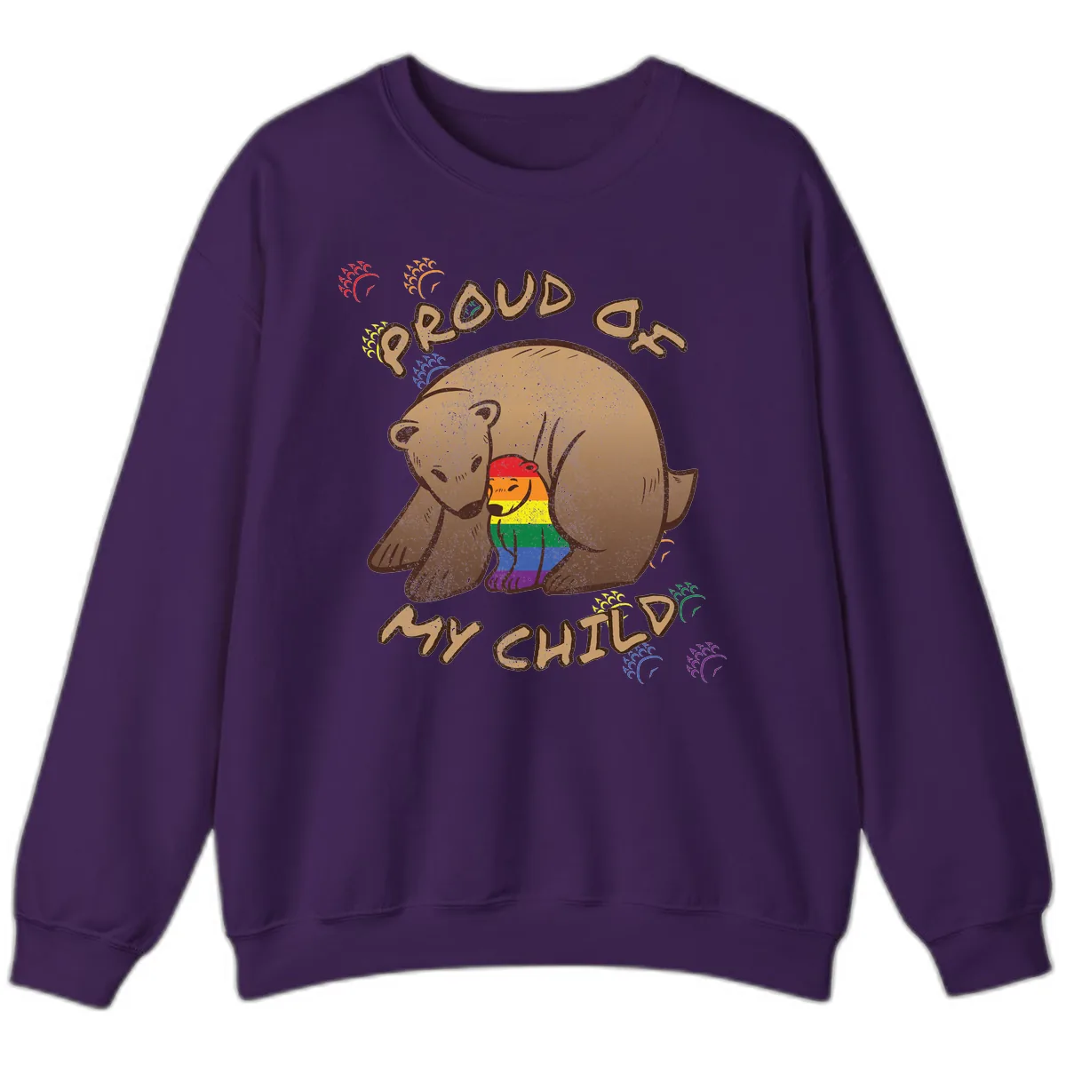 Proud As Shit Bear Pride Sweatshirt in Purple