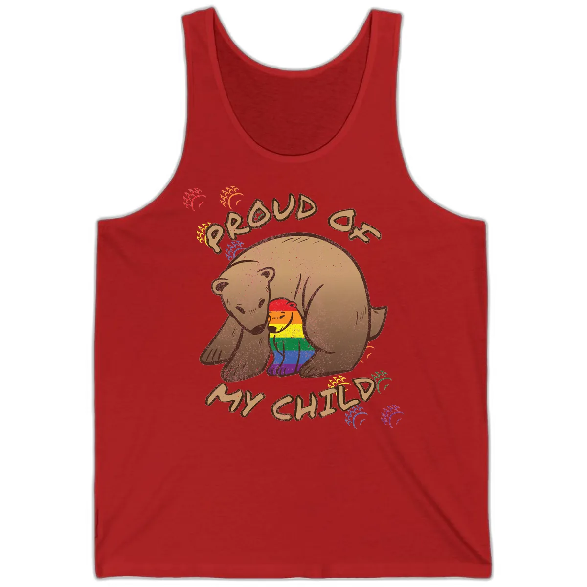 Proud As Shit Bear Pride Tank in Red