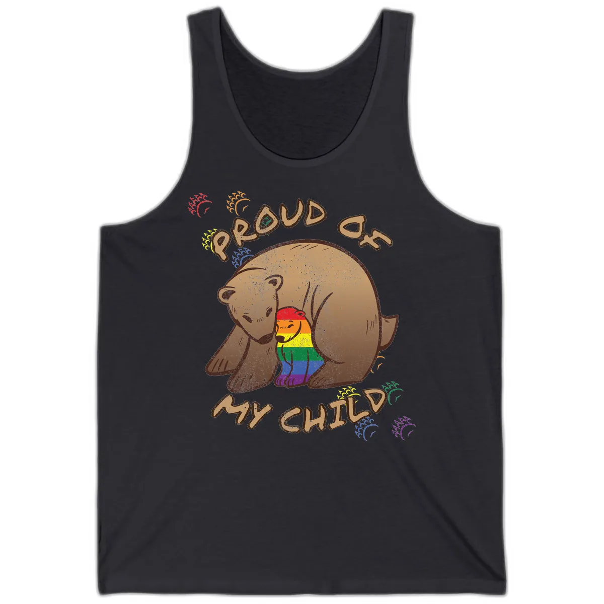 Proud As Shit Bear Pride Tank in Dark Grey