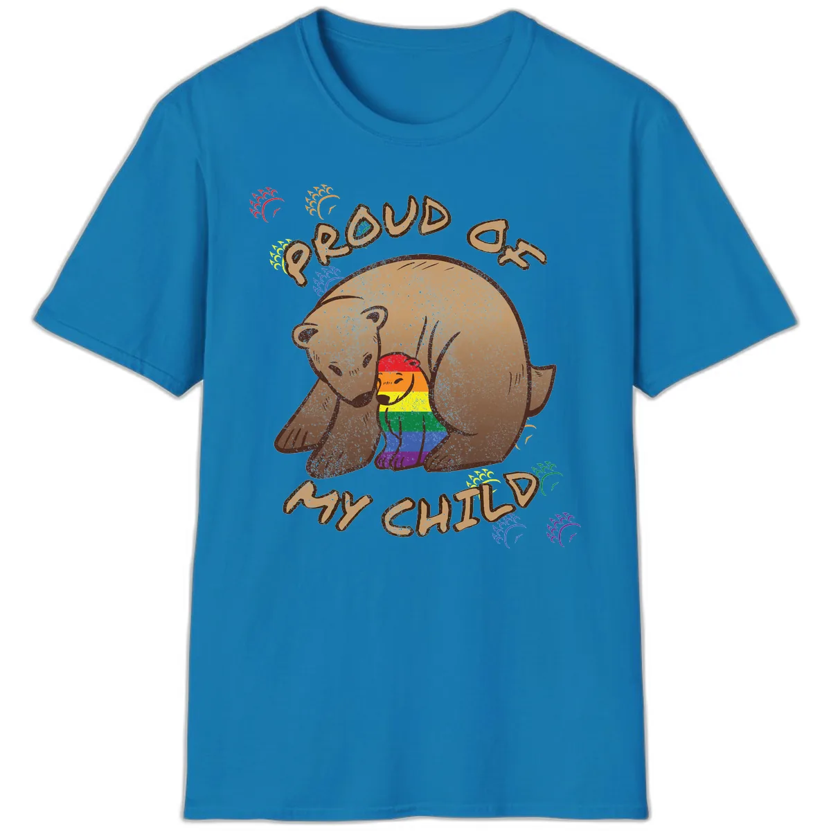 Proud As Shit Bear Pride T-Shirt in Sapphire