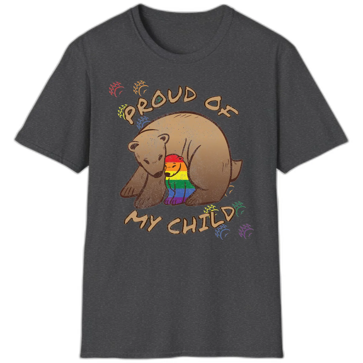Proud As Shit Bear Pride T-Shirt in Dark Heather